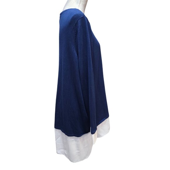 Susan Graver Rayon Nylon Sweater with Feather Weave Combo Navy Blue 1X A269223 - Picture 4 of 8